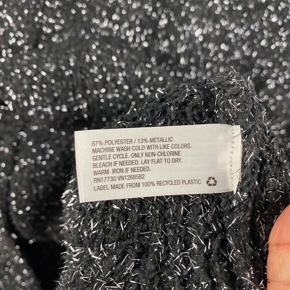 Ava & Viv Womens Sweater V Neck Black Silver Metallic Plus Size 3X (24W/26W) NWT - Picture 4 of 8